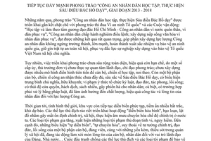 Chỉ thị 05/CT-BCA-X11 năm 2013 phong trào Công an học tập thực hiện Sáu điều Bác dạy