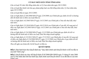 Quyết định 07/2013/QĐ-UBND chính sách khuyến khích hỗ trợ đầu tư Vĩnh Long