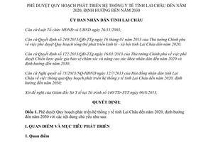 Quyết định 881/QĐ-UBND Quy hoạch phát triển hệ thống y tế Lai Châu đến 2020 định hướng 2030