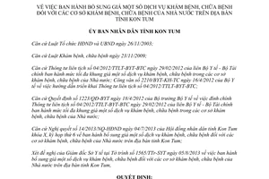 Quyết định 35/2013/QĐ-UBND bổ sung giá dịch vụ khám bệnh chữa bệnh tỉnh Kon Tum