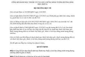 Quyết định 2993/QĐ-BYT 2013 Danh mục thuốc có tài liệu chứng minh tương đương sinh học Đợt 6