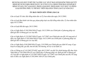 Quyết định 36/2013/QĐ-UBND bổ sung giá đất ở đô thị Lào Cai