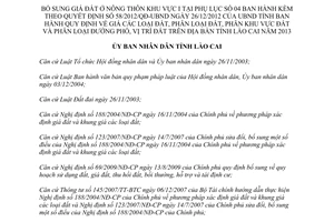 Quyết định 37/2013/QĐ-UBND bổ sung giá phân loại đất khu vực I Lào Cai