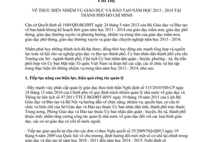 Chỉ thị 15/2013/CT-UBND nhiệm vụ giáo dục đào tạo 2013 2014 Hồ Chí Minh