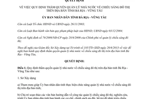 Quyết định 32/2013/QĐ-UBND thẩm quyền quản lý nhà nước chiếu sáng Bà Rịa