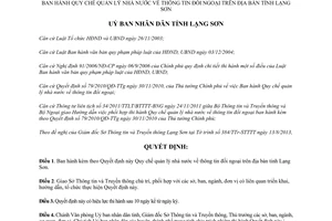 Quyết định 11/2013/QĐ-UBND quản lý thông tin đối ngoại Lạng Sơn