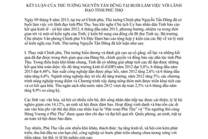 Thông báo 319/TB-VPCP năm 2013 kết luận buổi làm việc lãnh đạo Phú Thọ