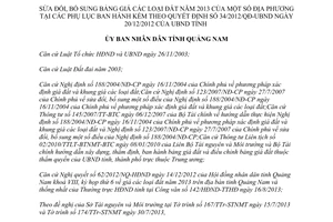 Quyết định 23/2013/QĐ-UBND sửa đổi Bảng giá đất 2013 Quảng Nam