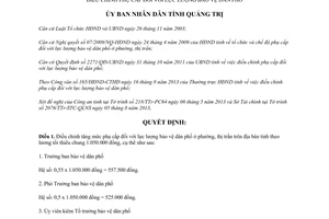 Quyết định 1483/QĐ-UBND năm 2013 tăng mức phụ cấp lực lượng bảo vệ dân phố Quảng Trị