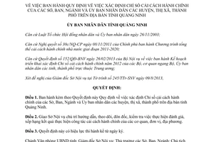 Quyết định 2129/QĐ-UBND Chỉ số cải cách hành chính Sở Ngành Ủy ban nhân dân huyện Quảng Ninh 2016