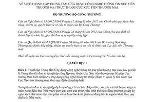 Quyết định 5889/QĐ-BCT năm 2013 trung tâm công nghệ thông tin xúc tiến thương mại