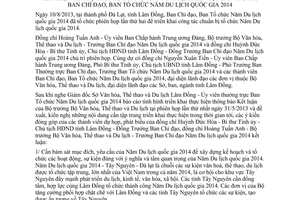Thông báo 3055/TB-BVHTTDL 2013 kết luận Bộ trưởng Bộ VHTTDL tại phiên họp về Năm Du lịch quốc gia 2014
