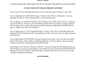 Quyết định 31/2013/QĐ-UBND tiêu chí chọn tên vào quỹ tên đường Hồ Chí Minh