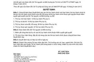 Quyết định 816/QĐ-UBND-HC 2013 thủ tục hành chính Sở Tài nguyên Môi trường Đồng Tháp