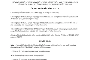 Quyết định 1797/QĐ-UBND 2013 sửa đổi 05 tiêu chí Bộ tiêu chí nông thôn mới Sơn La