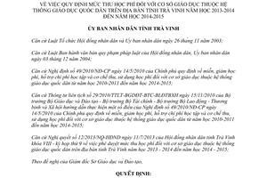 Quyết định 23/2013/QĐ-UBND mức thu học phí giáo dục quốc dân Trà Vinh