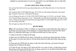 Quyết định 15/2013/QĐ-UBND bổ sung cơ cấu tổ chức sở thông tin truyền thông Lai Châu