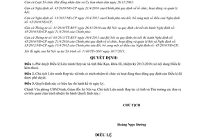 Quyết định 1340/QĐ-UBND năm 2013 Điều lệ Liên minh Hợp tác xã Bắc Kạn