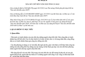 Kế hoạch 1795/KH-SGDĐT năm 2013 xóa mù chữ đến 2020 Cà Mau