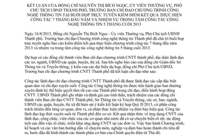 Thông báo 257/TB-UBND kiểm điểm kết quả công tác 7 tháng đầu trọng tâm công nghệ thông tin Hà Nội