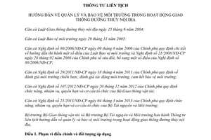 Thông tư liên tịch 21/2013/TTLT-BGTVT-BTNMT quản lý bảo vệ môi trường giao thông đường thủy nội địa