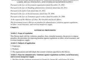 Decree No. 95/2013/NĐ-CP administrative violations against regulations on labor