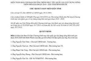 Quyết định 1538/QĐ-UBND 2013 kiện toàn Ban Chỉ đạo xây dựng nông thôn mới Bình Phước