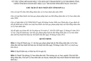 Quyết định 1604/QĐ-UBND năm 2013 Danh mục văn bản pháp luật  hết hiệu lực Sơn La