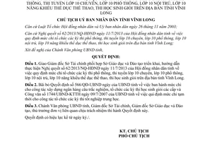 Quyết định 1288/QĐ-UBND năm 2013 triển khai Nghị quyết 62 mức chi kỳ thi phổ thông Vĩnh Long