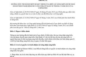 Thông tư 18/2013/TT-BKHCN hướng dẫn thi hành Điều lệ Sáng kiến