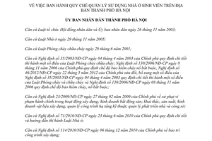 Quyết định 29/2013/QĐ-UBND quy chế quản lý sử dụng nhà ở sinh viên Hà Nội