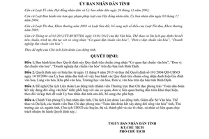 Quyết định 22/2013/QĐ-UBND tiêu chuẩn công nhận danh hiệu văn hóa Bình Định