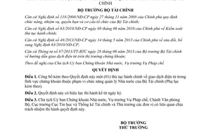 Quyết định 1828/QĐ-BTC 2013 thủ tục hành chính giao dịch điện tử chứng khoán