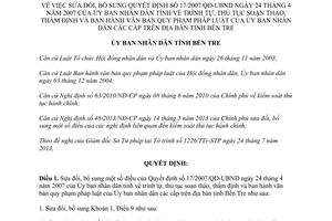 Quyết định 20/2013/QĐ-UBND sửa đổi 17/2007/QĐ-UBND soạn thảo thẩm định ban hành văn bản pháp luật Bến Tre