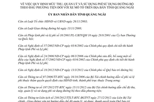 Quyết định 38/2013/QĐ-UBND mức thu quản lý sử dụng phí đường bộ Quảng Ngãi