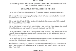 Quyết định 32/2013/QĐ-UBND phát ngôn cung cấp thông tin báo chí Hồ Chí Minh