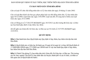 Quyết định 18/2013/QĐ-UBND dạy học thêm Hòa Bình
