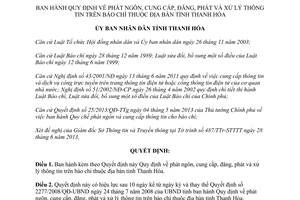 Quyết định 2977/2013/QĐ-UBND phát ngôn cung cấp xử lý thông tin báo chí Thanh Hóa