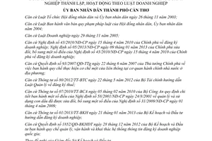 Quyết định 18/2013/QĐ-UBND  giải quyết đăng ký doanh nghiệp đăng ký thuế Cần Thơ