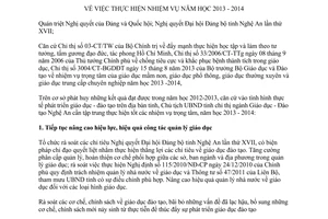 Chỉ thị 22/2013/CT-UBND thực hiện nhiệm vụ năm học 2013 2014 Nghệ An