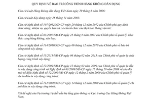 Thông tư 22/2013/TT-BGTVT bảo trì công trình hàng không dân dụng