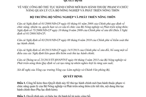 Quyết định 1960/QĐ-BNN-TCLN năm 2013 công bố thủ tục hành chính mới Bộ Nông nghiệp
