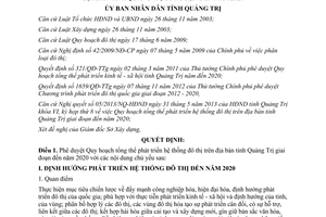 Quyết định 1509/QĐ-UBND năm 2013 quy hoạch phát triển hệ thống đô thị Quảng Trị 2020