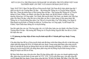 Thông báo 101/TB-BTTTT năm 2013 kết luận đề án số hóa truyền hình Việt Nam