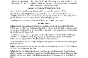 Quyết định 2183/QĐDC-UBND 2013 sửa đổi Quyết định 2381/2012/QĐ-UBND Quảng Ninh