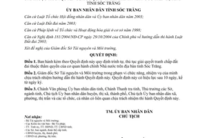 Quyết định 32/2013/QĐ-UBND trình tự thủ tục giải quyết tranh chấp đất đai Sóc Trăng