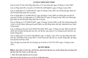 Quyết định 39/2013/QĐ-UBND mức thu lệ phí cấp bản sao lệ phí chứng thực Tây Ninh