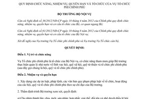 Quyết định 967/QĐ-BNV năm 2013 chức năng nhiệm vụ quyền hạn tổ chức Vụ Tổ chức phi chính phủ