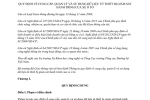 Thông tư 23/2013/TT-BGTVT dữ liệu từ thiết bị giám sát hành trình của xe ô tô