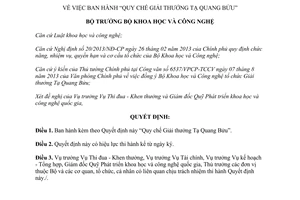 Quyết định 2635/QĐ-BKHCN năm 2013 Quy chế Giải thưởng Tạ Quang Bửu